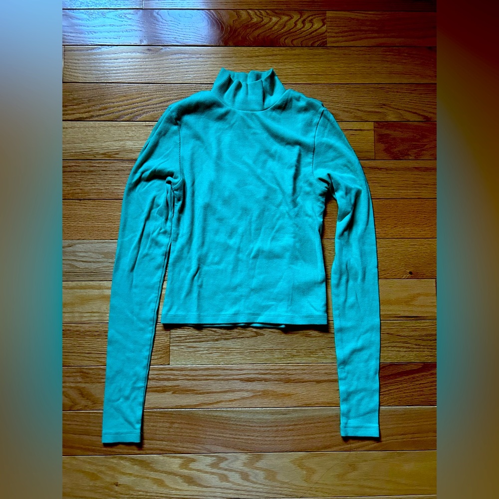 American Eagle Ribbed Mockneck Long Sleeve Top, Size S
